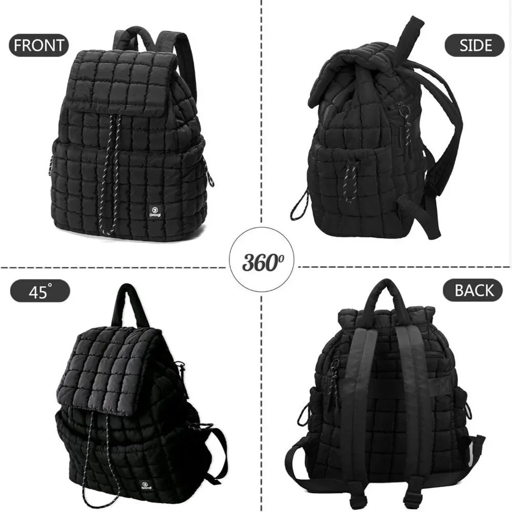Women's Black Lightweight Hiker Pack Drawstring Imported Padding Backpacks